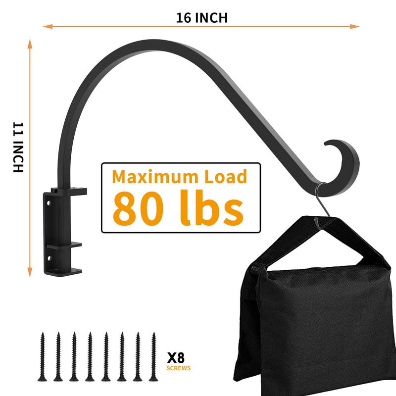 Foozet Swivel Plant Hanger for Hanging Plant, Plant Hanging Holder,Heavy Duty Black Iron Plant Hanger Brackets for Hanging Planters and Flowers Baskets Planter Outdoor (2 Pcs-16 Inches) - Image 3